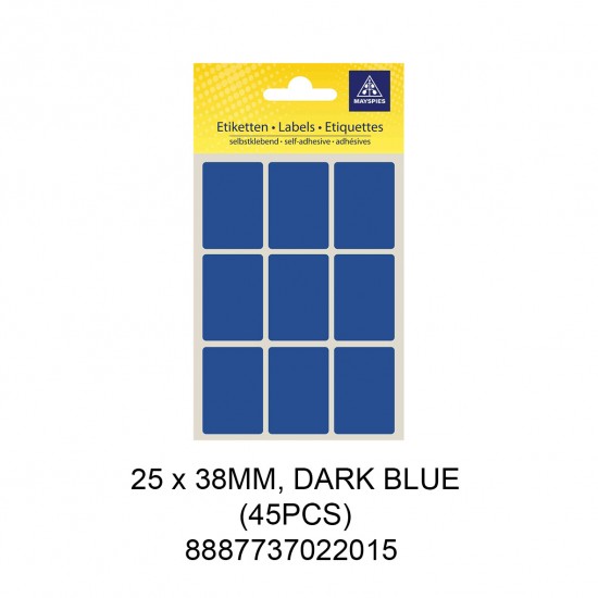 MAYSPIES MS-25X38MM COLOUR LABEL / 5 SHEETS/PKT / 45PCS / 25X38MM DARK BLUE